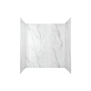 Passage 32 in. x 60 in. 4-Piece Glue-Up Alcove Bath Wall in Serene Marble