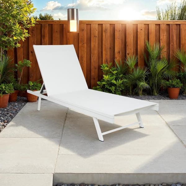 Sally White Metal Outdoor Chaise Lounge