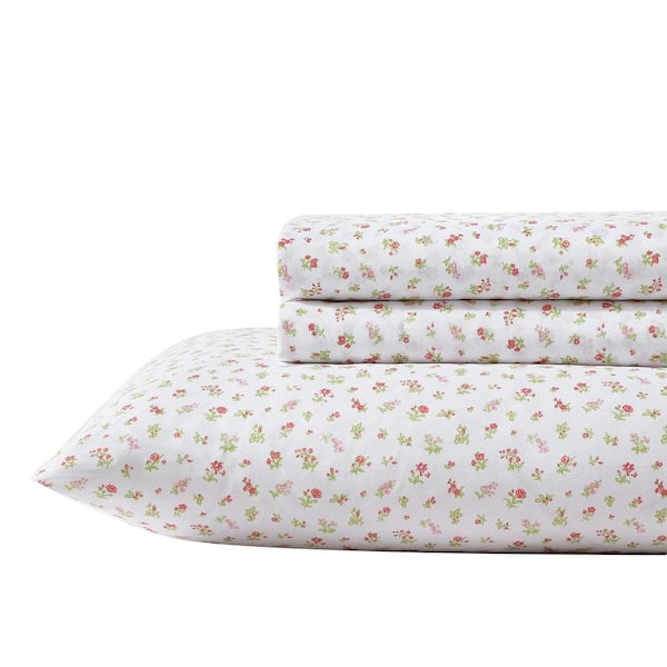 Laura Ashley Mae 4-Piece Pink Microfiber Kids Full Sheet Set ...