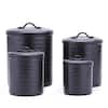 4-Piece Wave in Matte Black Stainless-Steel Canister Set with Fresh Seal Covers