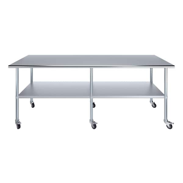 AMGOOD 30 in. x 96 in. Stainless Steel Work Table with