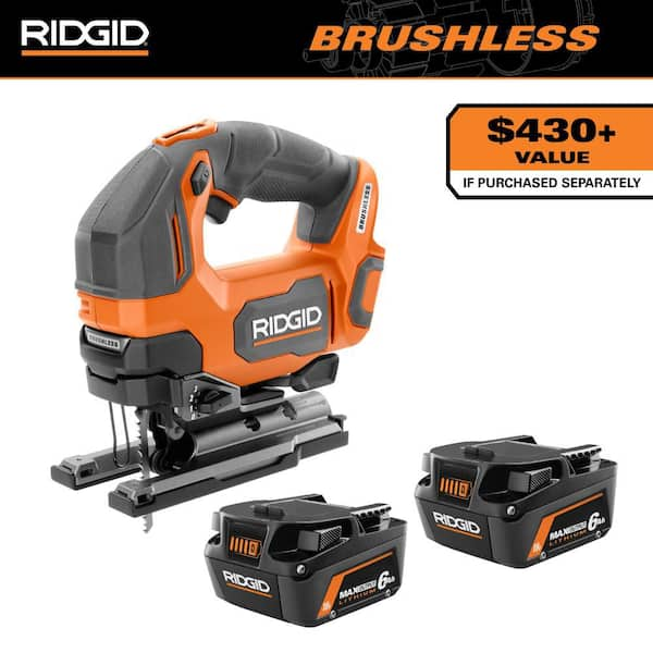 18V 6.0 Ah MAX Output Lithium-Ion Batteries (2-Pack) with FREE 18V Brushless Cordless Jig Saw