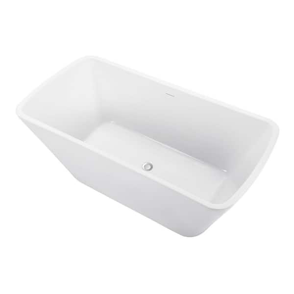 EPOWP 59 in. Acrylic Flatbottom Whirlpool Bathtub in White