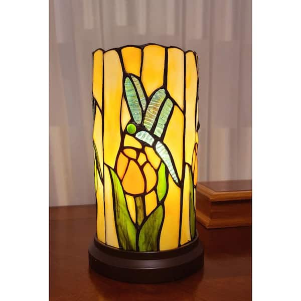 Amora Lighting 10 in. Tiffany Style Dragonfly Mini Table Lamp