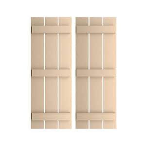 17.5 in. x 78 in. Timberthane Polyurethane 3-Board Spaced Board-n-Batten Smooth Faux Wood Shutters Pair