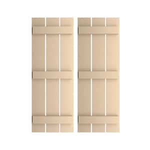 17.5 in. x 82 in. Timberthane Polyurethane 3-Board Spaced Board-n-Batten Smooth Faux Wood Shutters Pair