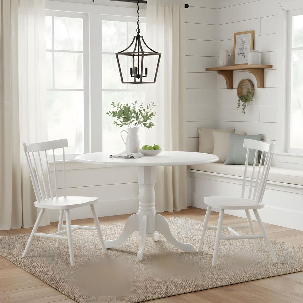 International Concepts 42 in. Pure White Drop-Leaf Pedestal Dining