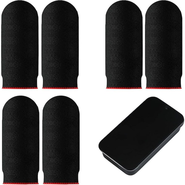Mobile Phone Gaming Finger Sleeves 6-Pieces Anti-Sweat Breathable Thumb Gloves for League of Legend PUBG Black
