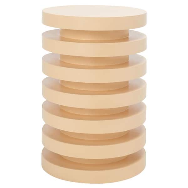 SAFAVIEH Kaysar 11.8 in. Cream Round Wood End Table