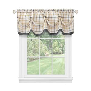 Tattersall 14 in. L Polyester Window Curtain Valance in Grey