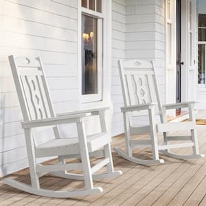 Oreo White Recycled Plastic PolyWood Weather-Resistant Adirondack Porch Rocker Patio Outdoor Rocking Chair (2pack)