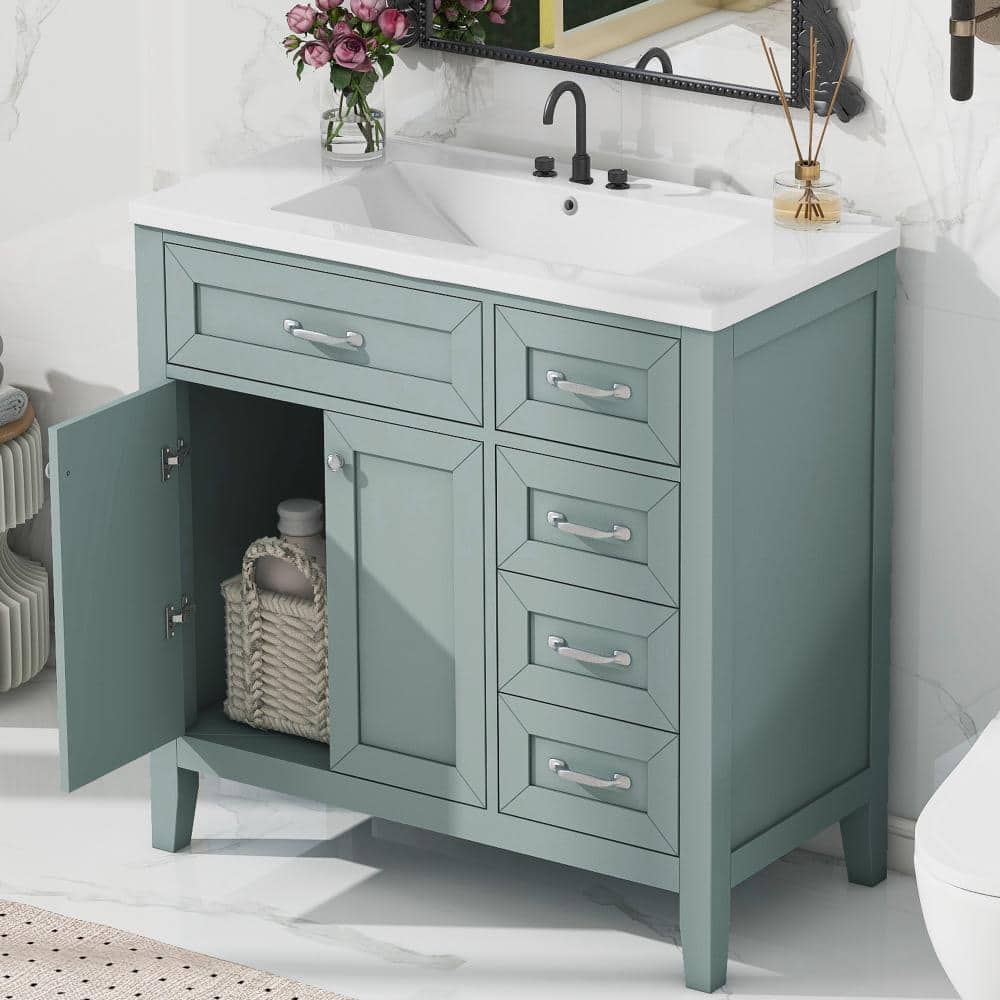 Flynama 36″ Green Bathroom Vanity with Sink Combo, Cabinet with