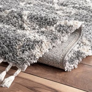 Kristi Moroccan Transitional Shag Gray 4 ft. x 6 ft. Area Rug