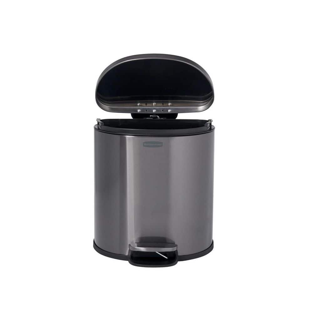 1.6-Gallon Silver Stainless Steel Oval Step-On Trash Can