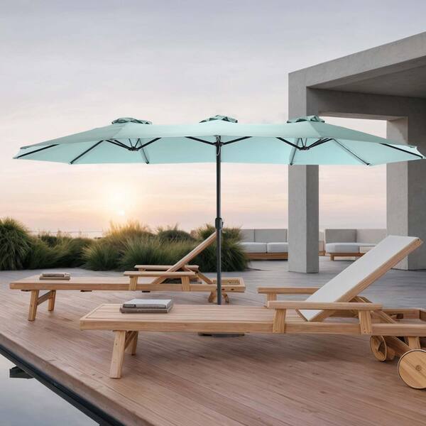 SUNRINX 14.8 ft. Market Double Sided Patio Umbrella in Light