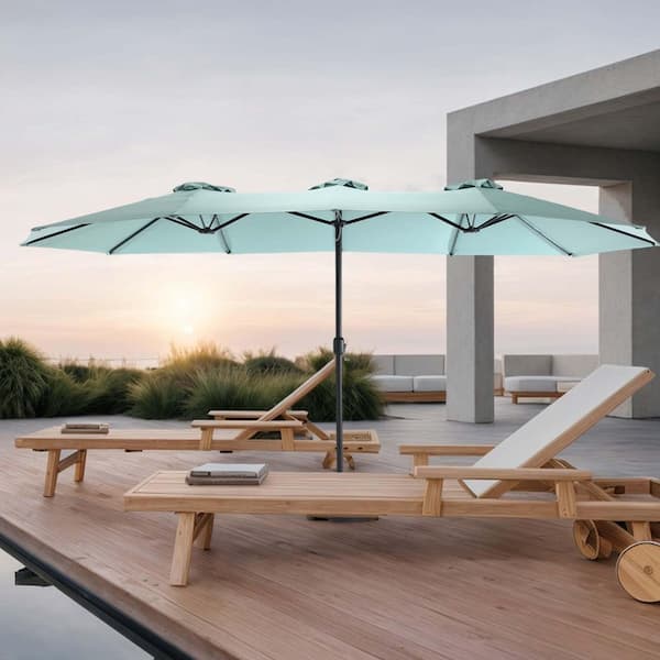 14.8 ft. Market Double Sided Patio Umbrella in Light Green