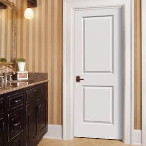 28 in. x 80 in. Carrara 2 Panel Right-Hand Solid Core White Painted Molded Composite Single Prehung Interior Door