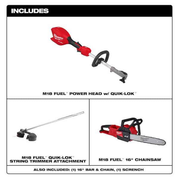 M18 FUEL 18V 16 in. Brushless Cordless Battery Powered QUIK-LOK String Trimmer with M18 FUEL 16 in. Chainsaw (2-Tool)