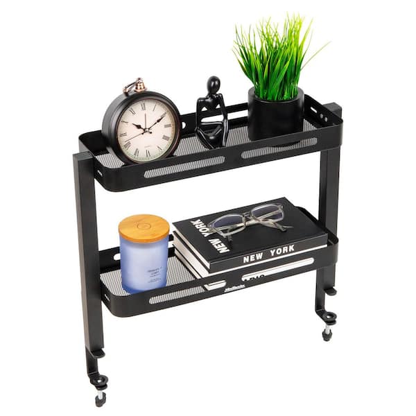 Black 5.75 in. W x 15.5 in. H 2-Tier Desk Organizer with Clamp Accessory Shelf, Metal