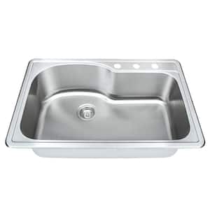 The Duet Series 33 in. 18-gauge Drop-in Single Bowl Stainless Steel Sink with Grid Rack(s) and Basket Strainer(s)