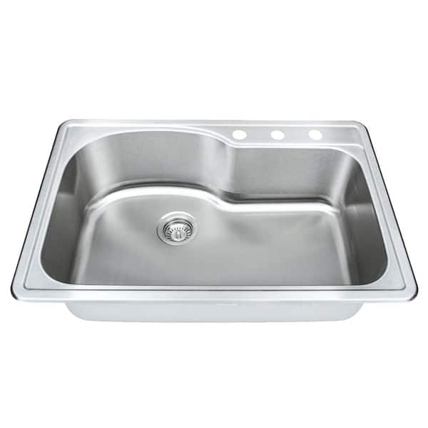 KOHLER Verse 33 in. Drop-in Single Bowl 18 Gauge Stainless Kitchen Sink  with 4 Faucet Holes K-RH20060-4-NA - The Home Depot
