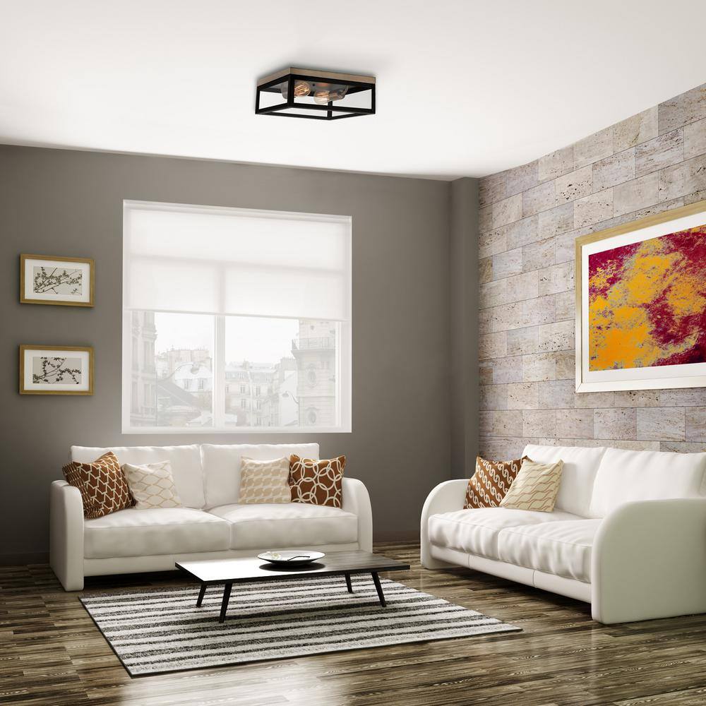 Verona Dark Bronze 13" LED Flush Mount with Frosted Glass