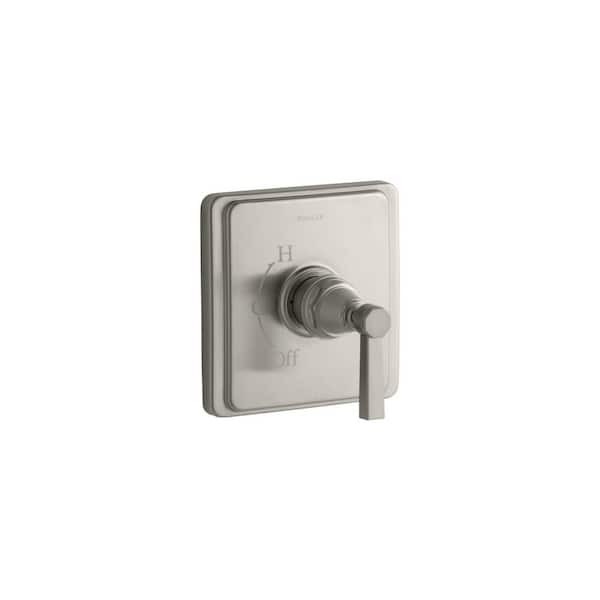 KOHLER Pinstripe 1-Handle Tub and Shower Faucet Trim Kit with Lever Handle in Vibrant Brushed Nickel (Valve Not Included)