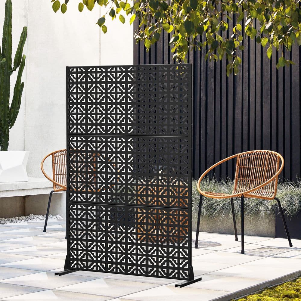 47 in. W x 71 in. H Rectangle Black Galvanized Sheet Outdoor Private Screen Decorative Art Panel price history on PriceWatchPro