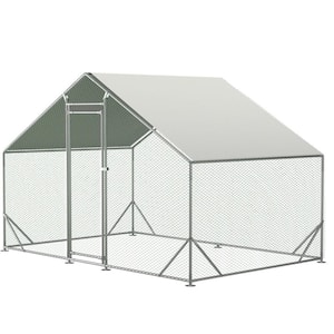 Anky 79 in. H x 79.2 in. W x 120 in. D Aluminum Poultry Fencing, Large Chicken Coop Poultry Cage in White