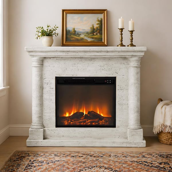 R.W.FLAME 43 in. Corner Freestanding Wooden Electric Fireplace in