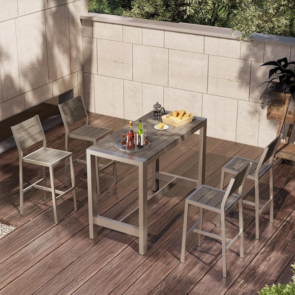Clihome 5-Piece All aluminum Outdoor Bistro Dining Set for Patio Garden Outdoor