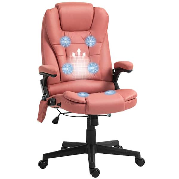 Vinsetto 6 Point Vibration Massage Office Chair, PU Leather Heated Reclining Computer Chair With Footrest, Black