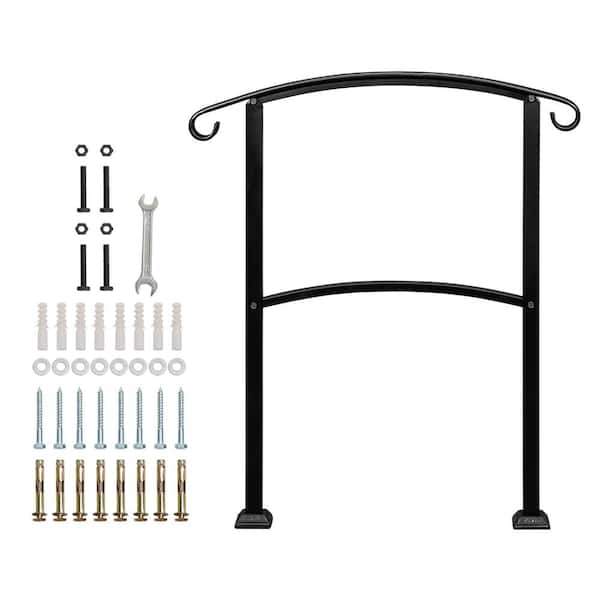 Karl home 34 in. W x 50 in. Black Iron Adjustable Handrails
