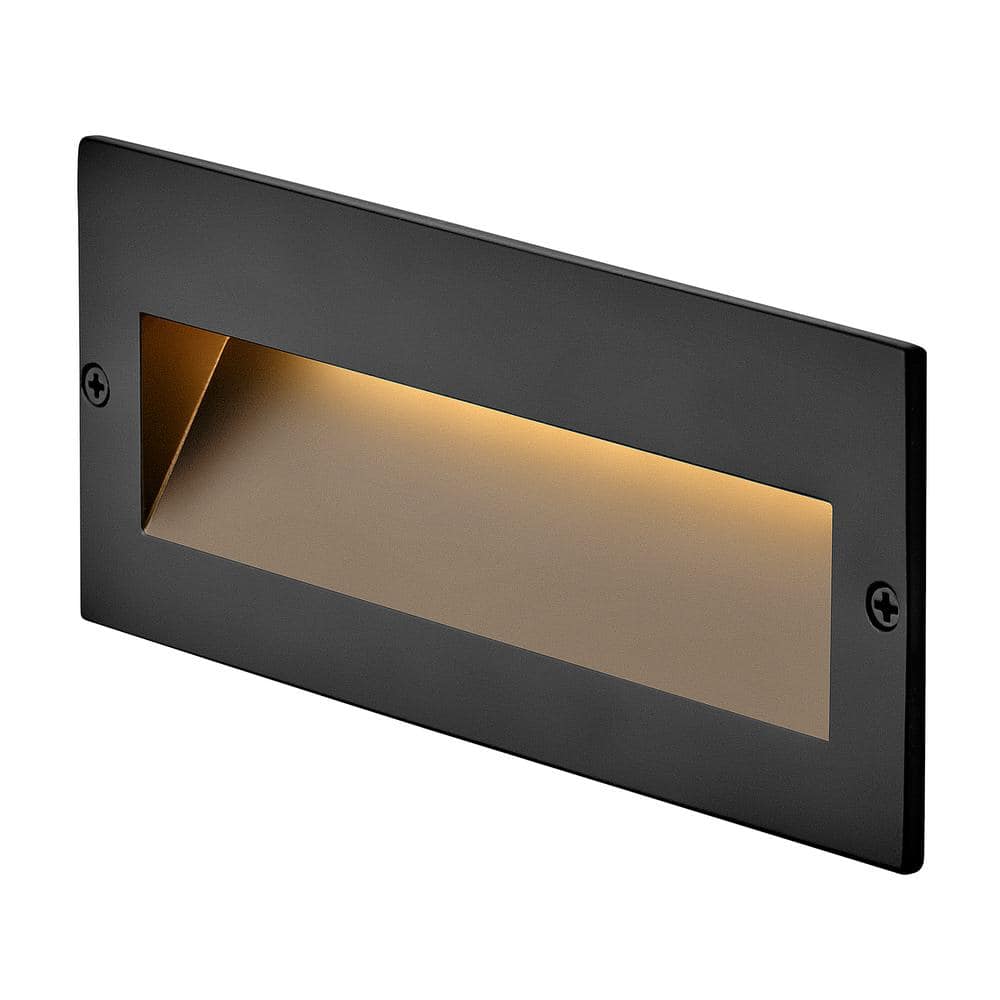 Satin Black Integrated LED Outdoor Step Light with Etched Lens