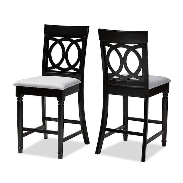 Baxton Studio Verina 43 in. Gray and Espresso Counter Stool (Set of 2)