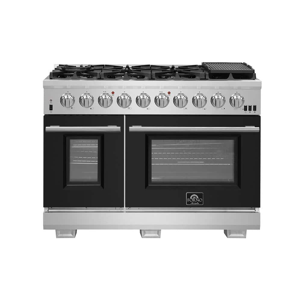 Forno Capriasca 48 in 8 Burner Double Oven Dual Fuel Range with Gas