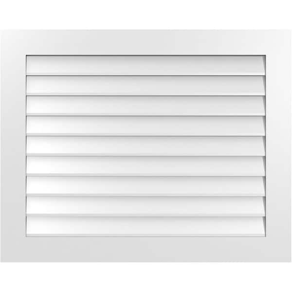 Ekena Millwork 40" x 32" Rectangular White PVC Paintable Gable Louver Vent Non-Functional