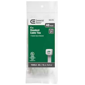 4in Miniature  Standard UL 21 Rated Cable Zip Ties 40 Pack Natural (White)
