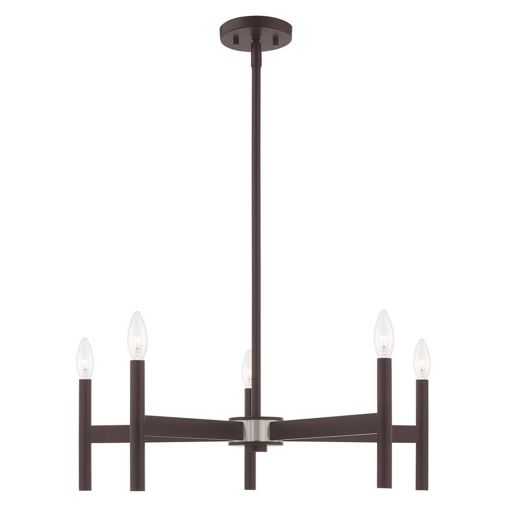 Bronze 5-Light Mid-Century Modern Chandelier