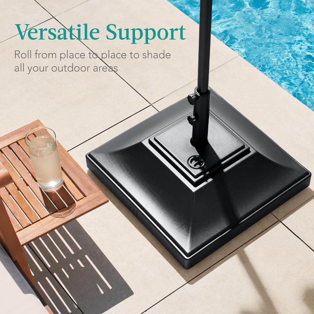 Heavy-Duty Black Concrete Mobile Umbrella Base with Wheels
