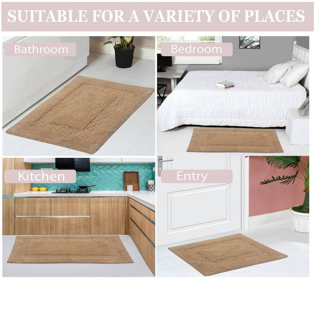 Beige Cotton Tufted 2-Piece Bath Rug Set