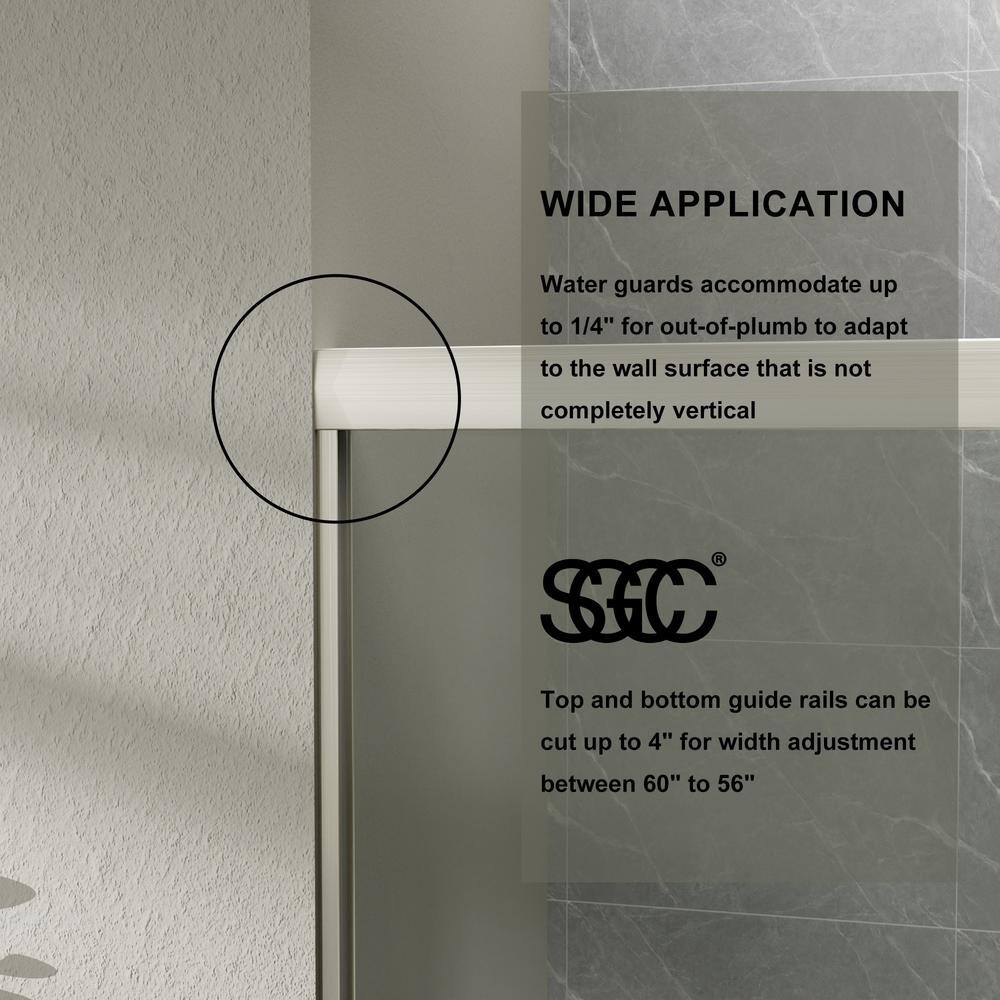 60'' x 70'' Brushed Nickel Framed Sliding Shower Door with Clear Glass