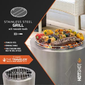 Stainless Steel Grill Grate for HotShot Traveler Low Smoke 15 in. Fire Pit