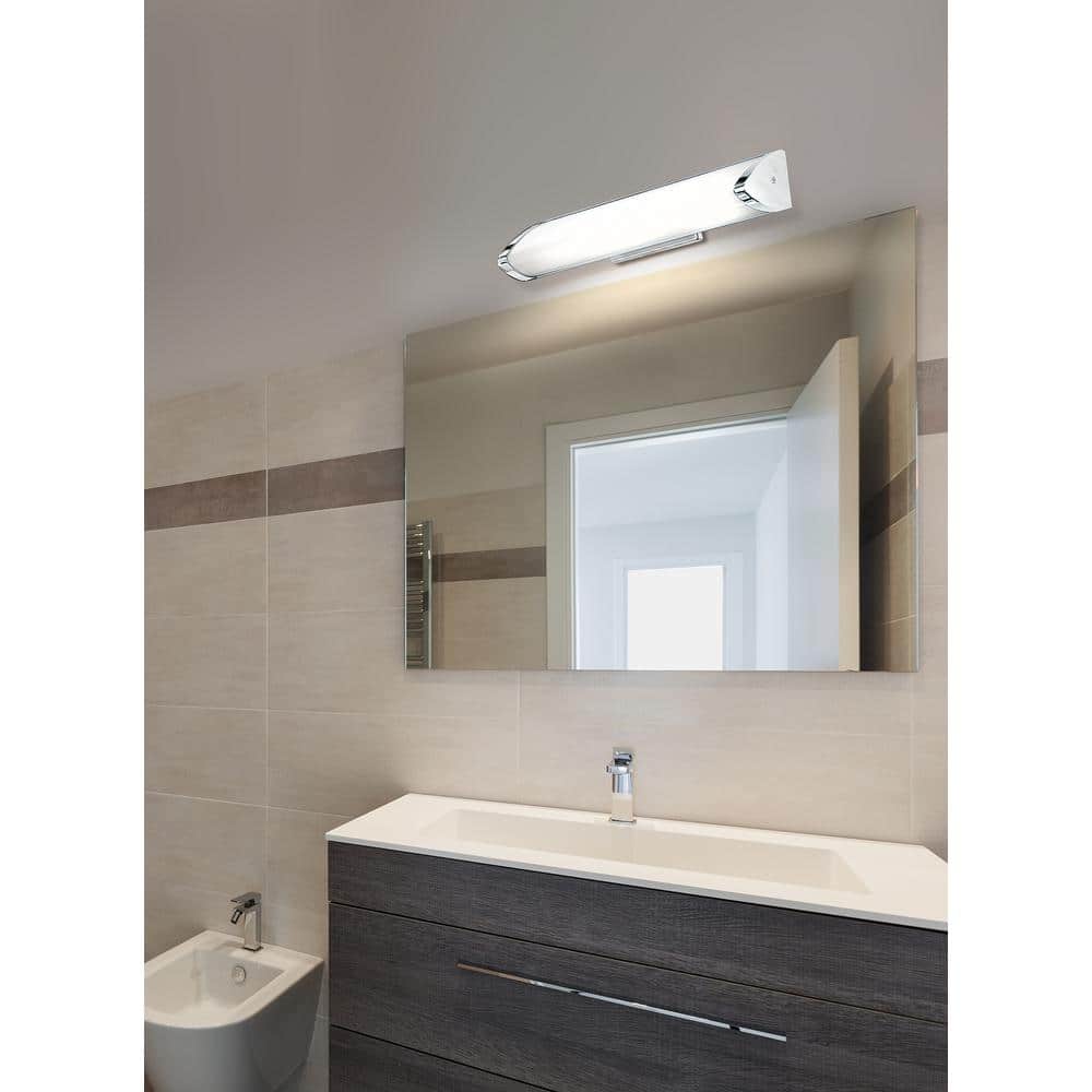 Sleek Chrome Cylinder LED Vanity Wall Light with White Shade