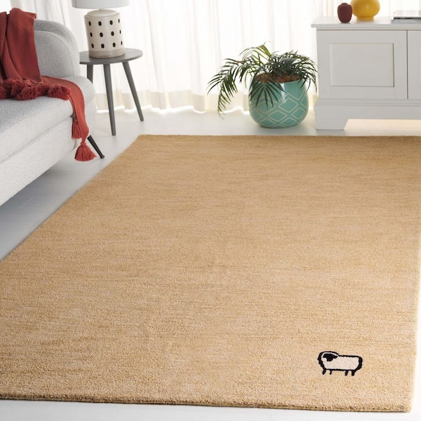 Himalaya 3 ft. x 5 ft. Beige Solid Sheep Area Rug
