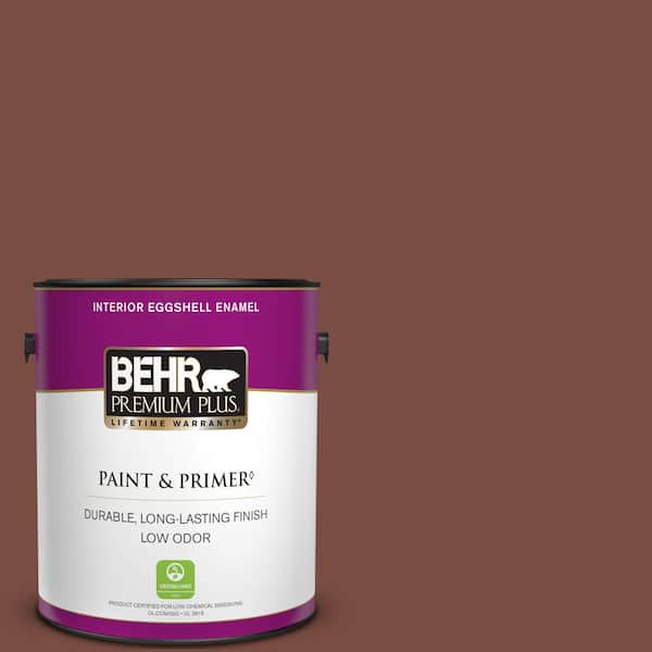 BEHR PREMIUM PLUS 1 gal. #200F-7 Wine Barrel Eggshell Enamel Low Odor Interior Paint & Primer