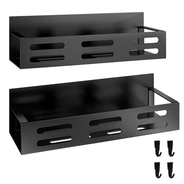 2 Pack Magnetic Spice Rack Black Finish Refrigerator Mount Kitchen Cabinet Organizers Storage Shelves