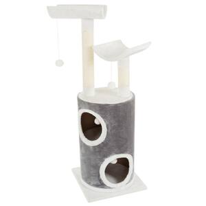 Gray and White 5-Tier Double Decker Cat Condo Tree with 2-Scratching Posts