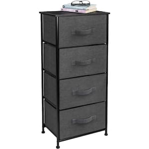 Drawer Charcoal Black Dresser Steel Frame Wood Top Easy Pull Fabric Bins 17.75 in. L x 11.87 in. W x 37.50 in. H 4