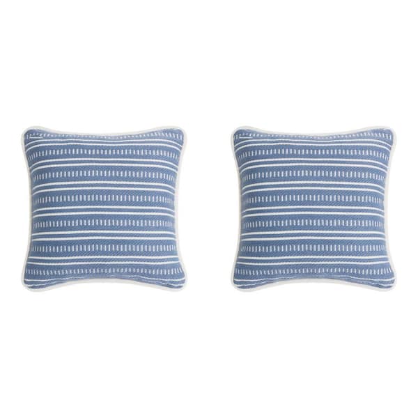 Hampton Bay 20 in. x 20 in. Lake Square Outdoor Throw Pillow (Set of 2)